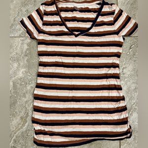 Isabel maternity Short sleeves V-neck, Side shirred maternity t-shirt | size: M